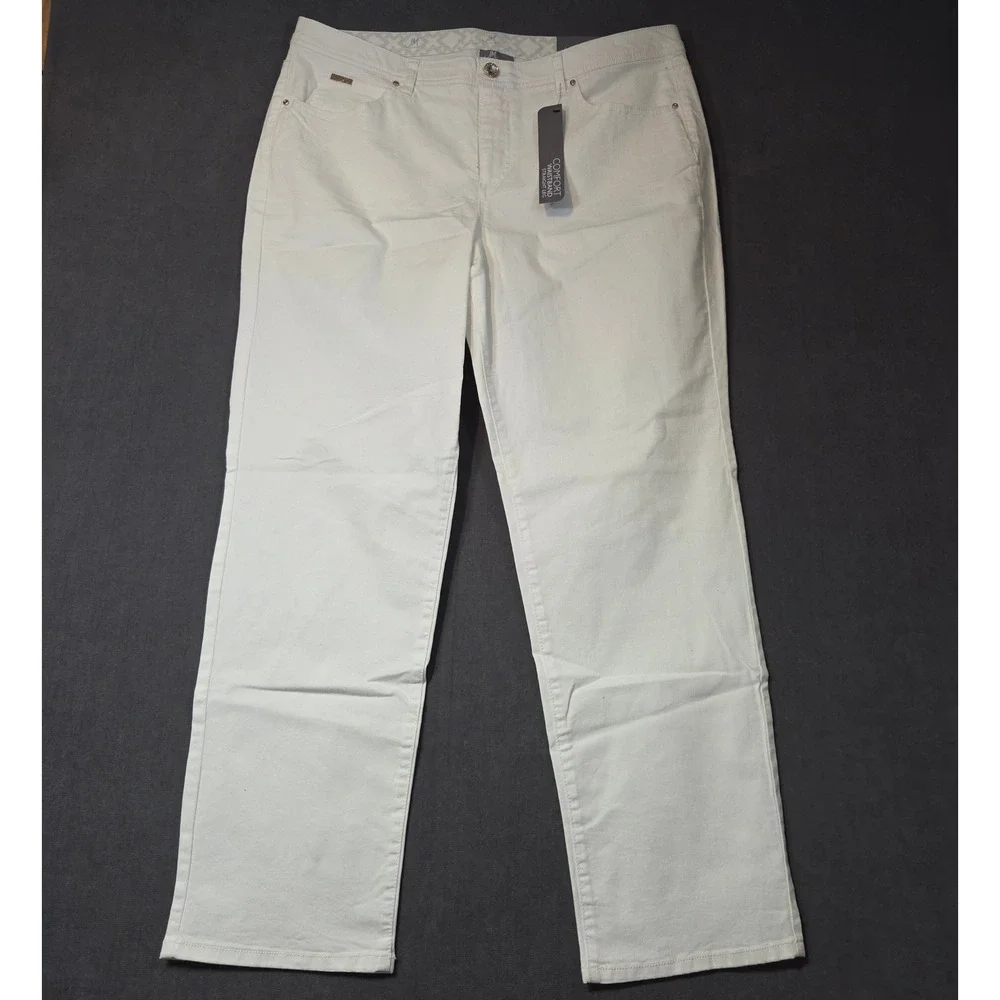 JM Collection Straight Leg Pants Womens 18 White Comfort Waistband Regular